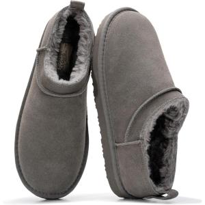 Project Cloud 100% Genuine Leather Micro Boots for Women – Water Resistant Womens Boots with Memory Foam Insole – Slip On Fall Shoes for Women 2025 for All-Day Comfort (HIPSTER)(Grey Suede)