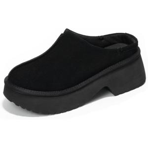 Project Cloud 100% Genuine Leather Platform Clogs for Women Footwear – Memory Foam and Non-Slip Mules Shoes, Comfortable Stylish Closed Toe Clogs for Women 2025 (Johnna)(Black)