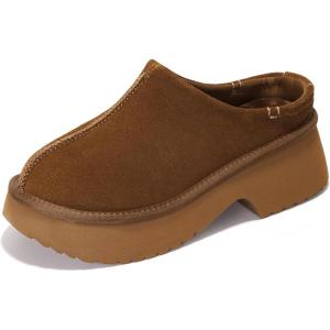 Project Cloud 100% Genuine Leather Platform Clogs for Women Footwear – Memory Foam and Non-Slip Mules Shoes, Comfortable Stylish Closed Toe Clogs for Women 2025 (Johnna)(Russ)