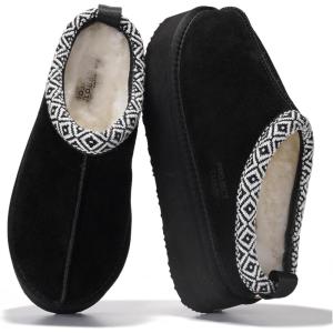 Project Cloud 100% Genuine Leather Platform Slippers for Women – Soft Memory Foam Womens Slippers & Supportive Clogs for Women 2025 – Cozy, Stylish Everyday Footwear (Sayre)(Black)