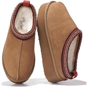 Project Cloud 100% Genuine Leather Platform Slippers for Women – Soft Memory Foam Womens Slippers & Supportive Clogs for Women 2025 – Cozy, Stylish Everyday Footwear (Sayre)(Chestnut)