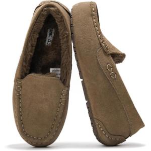 Project Cloud 100% Genuine Leather Slippers for Women – Fur Lined Outdoor Slippers for Women Footwear with Memory Foam – Stylish Womens Moccasin (Cathi)(Taupe)