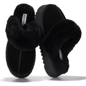 Project Cloud 100% Genuine Leather Slippers for Women Footwear – Memory Foam Clogs and Mules for Women 2025 – Non Slip and Lightweight Fur Slippers (Viki)(Black – Viki)