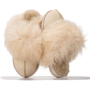 Project Cloud 100% Genuine Leather Slippers for Women Footwear with Genuine Fur Lining Womens Clogs & Mule – Non-Slip Indoor/Outdoor Scuff Womens Slippers with Memory Foam Insole (Henka)(Scuff Fur-beige)