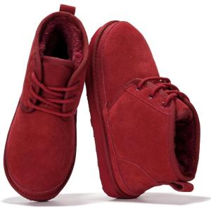 Project Cloud 100% Genuine Leather Women’s Ankle Boots – Memory Foam Insole Boots for Women and Non-Slip Lace-up Fall Winter Boots for Women (Julee)(Red)