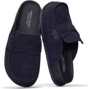 Project Cloud 100% Genuine Leather Womens Clog – Memory Foam Arch Support Non-Slip Sole Mules & Clogs for Women Footwear – Platform Winter Shoes (Foamy)(Midnight Suede)