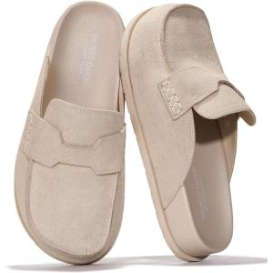 Project Cloud 100% Genuine Leather Womens Clog – Memory Foam Arch Support Non-Slip Sole Mules & Clogs for Women Footwear – Platform Winter Shoes (Foamy)(Bone Suede)