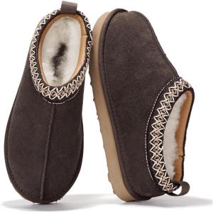 Project Cloud 100% Genuine Leather Womens Slippers with Genuine Australian Shearling Fur Lining Slippers for Women – Non-Slip EVA with Memory Foam Fuzzy Slippers Women Footwear (Nerita)(Chocolate)