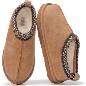 Project Cloud 100% Genuine Leather Womens Slippers with Genuine Australian Shearling Fur Lining Slippers for Women – Non-Slip EVA with Memory Foam Fuzzy Slippers Women Footwear (Nerita)(Chestnut)