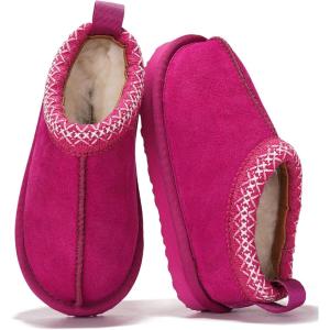 Project Cloud 100% Genuine Leather & Australian Shearling Slippers for Kids – Memory Foam Fuzzy & Non-Slip Fluffy Slippers Girls Footwear & Boys Footwear, Kids Unisex Shoe (Dream Warm)(Fuchsia Suede)