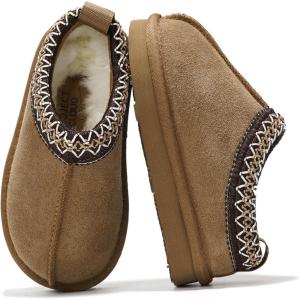 Project Cloud 100% Genuine Leather & Australian Shearling Slippers for Kids – Memory Foam Fuzzy & Non-Slip Fluffy Slippers Girls Footwear & Boys Footwear, Kids Unisex Shoe (Dream Warm)(Chestnut)