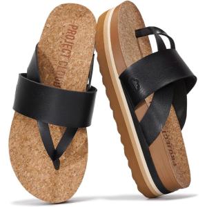 Project Cloud Fashion Womens Sandals – Memory Foam Insole and Comfortable Platform Sandals for Women 2025 – Lightweight and Non-slip Perfect Beach Slides(Black Thong)