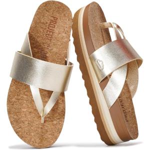 Project Cloud Fashion Womens Sandals – Memory Foam Insole and Comfortable Platform Sandals for Women 2025 – Lightweight and Non-slip Perfect Beach Slides(Gold Thong)