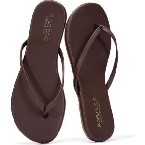 Project Cloud Flip Flops for Women – Memory Foam Flats Summer Sandals for Women 2025 – Vegan Leather Lightweight Womens Sandals Summer Beach Essentials Slides(Dark Chocolate)