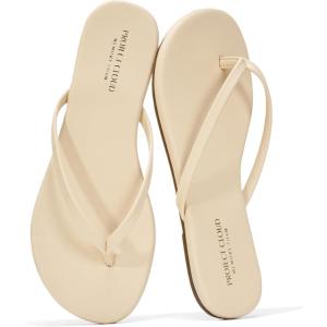 Project Cloud Flip Flops for Women – Memory Foam Flats Summer Sandals for Women 2025 – Vegan Leather Lightweight Womens Sandals Summer Beach Essentials Slides(Sand)