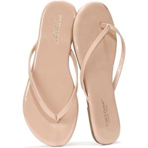 Project Cloud Flip Flops for Women – Memory Foam Flats Summer Sandals for Women 2025 – Vegan Leather Lightweight Womens Sandals Summer Beach Essentials Slides(Taupe Patent)