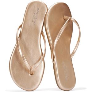 Project Cloud Flip Flops for Women – Memory Foam Flats Summer Sandals for Women 2025 – Vegan Leather Lightweight Womens Sandals Summer Beach Essentials Slides(Copper)