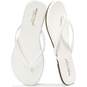Project Cloud Flip Flops for Women – Memory Foam Flats Summer Sandals for Women 2025 – Vegan Leather Lightweight Womens Sandals Summer Beach Essentials Slides(White)