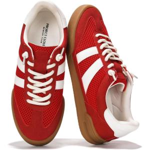 Project Cloud Genuine Leather Casual Sneakers for Women – Memory Foam Insoles Lace-Up Womens Shoes & Lightweight Women’s Fashion Sneakers – Non-Slip Shoes for Women Footwear (Verdict)(Red)