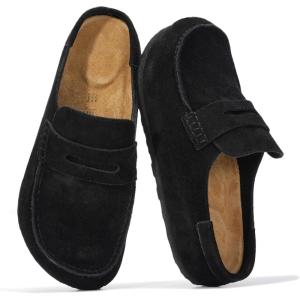 Project Cloud Genuine Leather Clogs for Women – Memory Foam Insole Womens Clogs Non-Slip Outsole Mules for Women Footwear – Women’s Mules & Clogs Fall Shoes (Haven)(Black Suede)