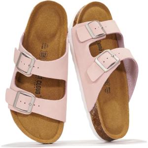 Project Cloud Genuine Leather Flat Sandals Women 2025 Beach Essentials Womens Sandals Memory Foam Vacation Essentials Slides for Women Footwear (Venita)(Mauve)