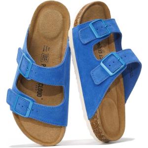 Project Cloud Genuine Leather Flat Sandals Women 2025 Beach Essentials Womens Sandals Memory Foam Vacation Essentials Slides for Women Footwear (Venita)(Ocean)