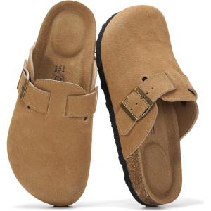 Project Cloud Genuine Leather Footbed Clogs for Women – Memory Foam Arch Support Slippers for Women – Trendy Slip-ons Women’s Mules & Clogs Sandals (Benton)(Rust Suede)