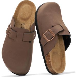 Project Cloud Genuine Leather Footbed Clogs for Women – Memory Foam Arch Support Slippers for Women – Trendy Slip-ons Women’s Mules & Clogs Sandals (Benton)(Tan Leather)