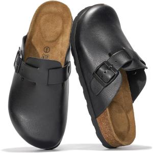 Project Cloud Genuine Leather Footbed Clogs for Women – Memory Foam Arch Support Slippers for Women – Trendy Slip-ons Women’s Mules & Clogs Sandals (Benton)(Black Croco)