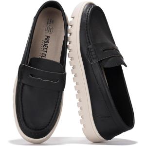 Project Cloud Genuine Leather Loafers for Women – Memory Foam Insoles Slip On Shoes for Women – Lightweight Womens Shoes – Non Slip Womens Loafers (Filide1)(Black)