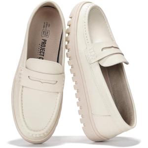 Project Cloud Genuine Leather Loafers for Women – Memory Foam Insoles Slip On Shoes for Women – Lightweight Womens Shoes – Non Slip Womens Loafers (Filide1)(Ivory)