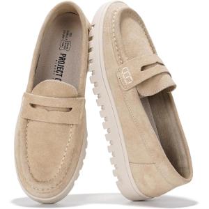 Project Cloud Genuine Leather Loafers for Women – Memory Foam Insoles Slip On Shoes for Women – Lightweight Womens Shoes – Non Slip Womens Loafers (Filide1)(Nude)