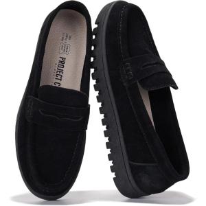 Project Cloud Genuine Leather Loafers for Women – Memory Foam Insoles Slip On Shoes for Women – Lightweight Womens Shoes – Non Slip Womens Loafers (Filide1)(Black Mono)