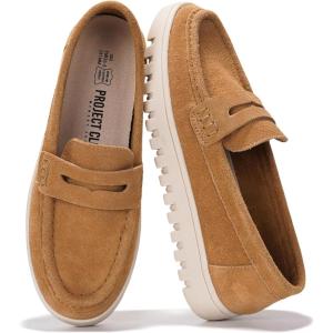 Project Cloud Genuine Leather Loafers for Women – Memory Foam Insoles Slip On Shoes for Women – Lightweight Womens Shoes – Non Slip Womens Loafers (Filide1)(Whiskey)