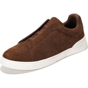 Project Cloud Genuine Leather Memory Foam Insole Mens Shoes – Lightweight & Non Slip Shoes for Men Sneakers – Everyday Slip On Mens Sneakers (Hudson)(Chocolate Brown Genuine Suede)