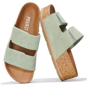 Project Cloud Genuine Leather Platform Sandals Women Footwear – Beach Summer Wedges with Comfortable Memory Foam Insole – Non Slip & Lightweight Wedge Sandals for Women 2025(Sage)