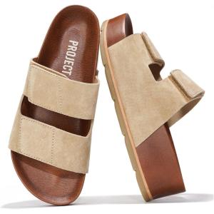 Project Cloud Genuine Leather Platform Sandals Women Footwear – Beach Summer Wedges with Comfortable Memory Foam Insole – Non Slip & Lightweight Wedge Sandals for Women 2025(Sand)