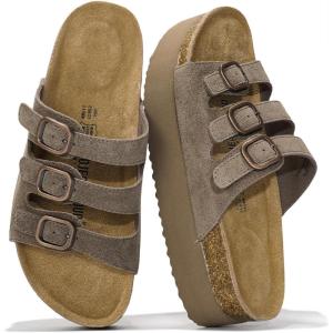 Project Cloud Genuine Leather Platform Sandals Women Footwear – Comfortable Wedges with Memory Foam Insole – Non Slip 3-Strap Summer Sandals for Women 2025 (Dyan)(Chocolate)