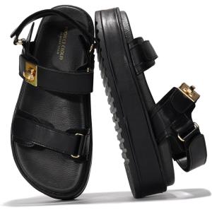 Project Cloud Genuine Leather Platform Sandals Women Footwear – Comfortable and Adjustable Strappy Summer Sandals for Women 2025 – Memory Foam and Non-Slip Slingback Beach Slides(High Platform Black)