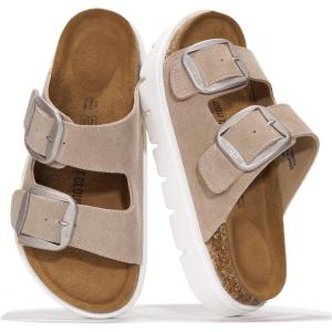 Project Cloud Genuine Leather Platform Sandals Women Footwear – Wedge Chunky Sandals Womens sandals with Memory Foam Insole and Cork Footbed (GREECECHUNKY)(Beige Suede)