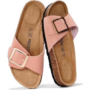 Project Cloud Genuine Leather Sandals Women Dressy Summer Beach Essentials – Flip Flops & Slides with Memory Foam Insole Womens Sandals Comfortable Footwear(Coral)