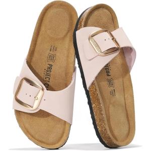 Project Cloud Genuine Leather Sandals Women Dressy Summer Beach Essentials – Flip Flops & Slides with Memory Foam Insole Womens Sandals Comfortable Footwear(Pink)