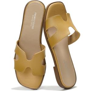 Project Cloud Genuine Leather Sandals for Women – Fashion Flat Womens Sandals with Memory Foam Insole Slides Sandals Women Footwear – Mules Women’s Sandals (Jannel)(Nude)