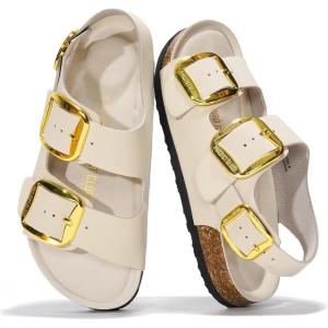 Project Cloud Genuine Leather Summer Sandals for Women 2025 – Memory Foam Slingback Womens Sandals Comfortable and Non Slip Beach Slides with Big Buckle (Garda)(Beige)