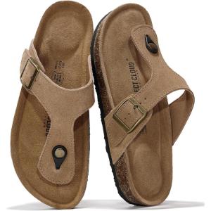 Project Cloud Genuine Leather Thong Sandals Women Water-Resistant Beach Essentials Womens Sandals – Flip Flops for Women Footwear Memory Foam Insole Womens Slides (Britani)(Chestnut)