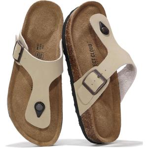 Project Cloud Genuine Leather Thong Sandals Women Water-Resistant Beach Essentials Womens Sandals – Flip Flops for Women Footwear Memory Foam Insole Womens Slides (Britani)(Beige)