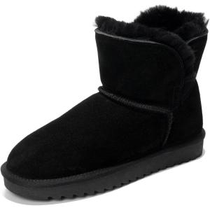 Project Cloud Genuine Leather Womens Boots – Natural Fur Lined Ankle Boots for Women with Memory Foam Insole – Comfortable Booties for Women Footwear (Timmy)(Black)