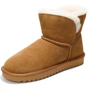 Project Cloud Genuine Leather Womens Boots – Natural Fur Lined Ankle Boots for Women with Memory Foam Insole – Comfortable Booties for Women Footwear (Timmy)(Brown)