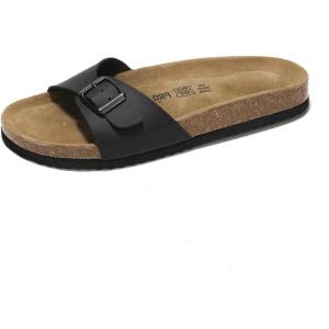 Project Cloud Genuine Leather Womens Sandals – Memory Foam Beach Essentials Womens Slippers – Perfect Summer Sandals for Women 2025 (Bahama)(Black)