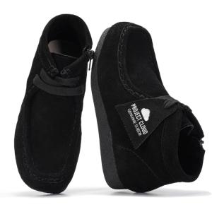 Project Cloud Kids Boots 100% Genuine Leather Chukka Non-Slip Fall Shoes Girls Boots for Kids with Memory Foam Insole & Gum Rubber Sole Boys & Girls Shoes (Kids Wallyboot)(Black Suede)